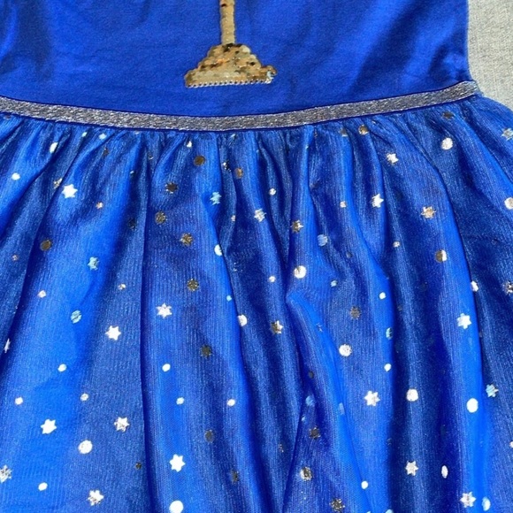 Cat & Jack Hanukkah Long Sleeve Sequin Flip Tulle Dress - Picture 3 of 8
